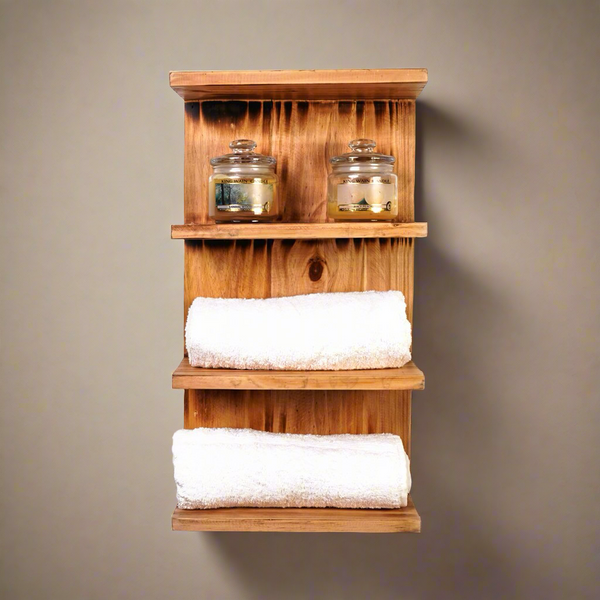 Triptych Kitchen Solid Wood Bathroom Organizer Floating Shelve