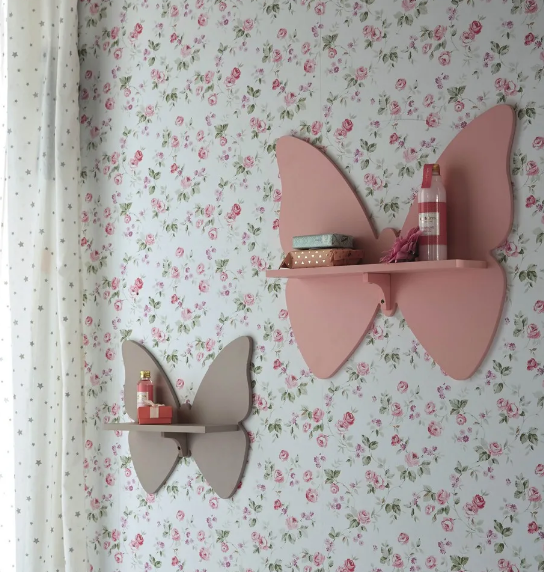 Butterfly Ornament Bedroom Book Organizer Floating Shelve - waseeh.com