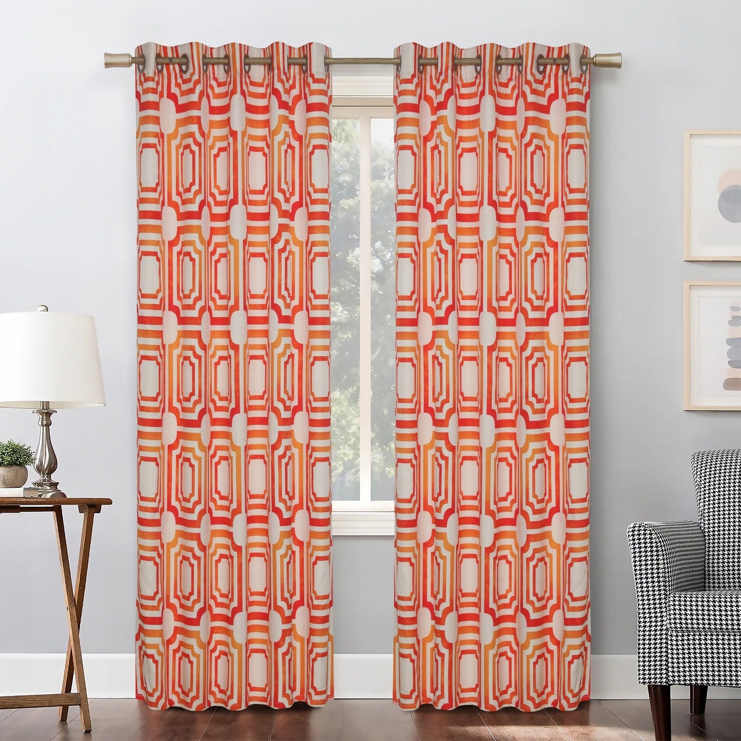 City Block Curtains Orange-Yellow texture