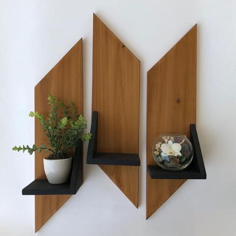 Zik Zac Wooden Lounge Living Room Organizer Shelves Decor (Set of 3) - waseeh.com